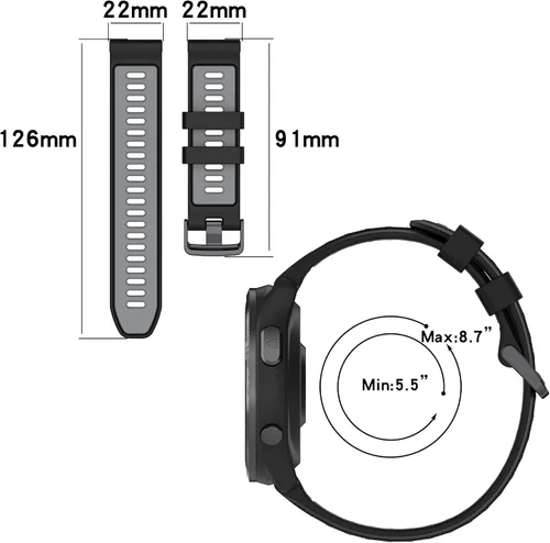 Miniatura 8 de Correa de repuesto compatible con Garmin Forerunner 965/955/945/935, Garmin Fenix 5/Fenix 6 GPS Smart Watch, correa de reloj de silicona ajustable 6