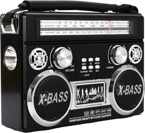 Miniatura 3 de Supersonic SC-1097BT Radio portátil de 3 bandas con Bluetooth y linterna, receptor M/FM/SW con reproducción de MP3, alta sensibilidad, antena