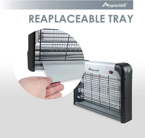Miniatura 3 de ASPECTEK Exterminador eléctrico de insectos, bombillas UV de 20 W, mosquitos de alto voltaje, mata moscas y polillas, control de insectos
