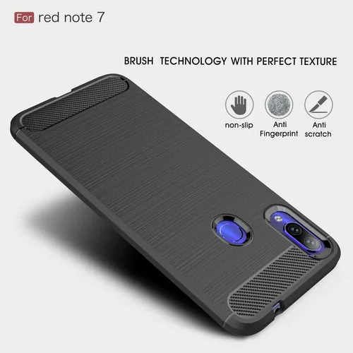 Miniatura 4 de Funda compatible con Xiaomi Redmi Note 7 Caso, Fibra de Carbono Absorción de Choque Slim Case para Xiaomi Redmi Note 7 (Rojo)