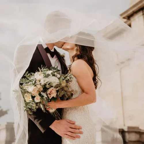 Miniatura 5 de HEREAD Velo de novia de 1 nivel, longitud de los dedos, velos cortos de tul para novia con peine y borde cortado para mujeres y niñas