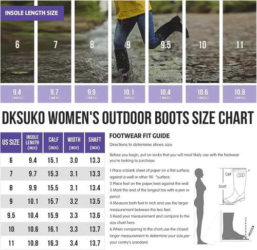 Miniatura 6 de DKSUKO Women's Tall Rain Boots Garden Boots Waterproof Wellington Rubber Boots