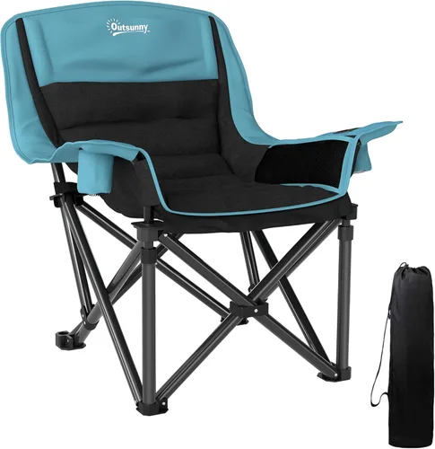 Miniatura 10 de Outsunny Double Camping Chair for Adults, Padded Folding Camp Chair for 2 Person with Armrest, Wine Glass Holder, Cup Holder, Carry Bag for Outdoor