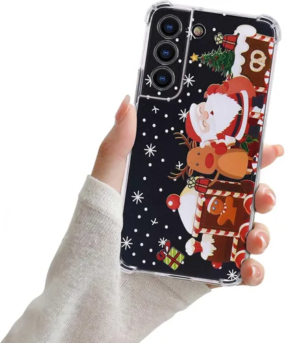 Funda de Navidad para Samsung Galaxy S22, transparente, suave, delgada, a prueba de golpes, con esquinas de protección de aire, regalo de hombre de