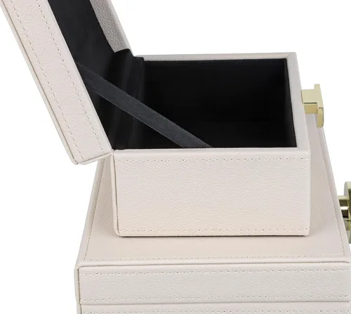 Miniatura 7 de HofferRuffer Cajas de Joyería de Cuero Sintético, Cajas Decorativas Organizador de Accesorios de Almacenamiento con Decoración de Herrajes Dorados
