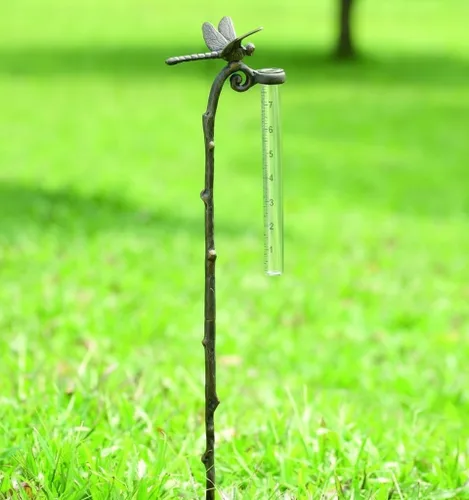 Miniatura 2 de Estaca de jardín de libélula de manómetro de lluvia - SPI Home - Calibre de aluminio para precipitaciones