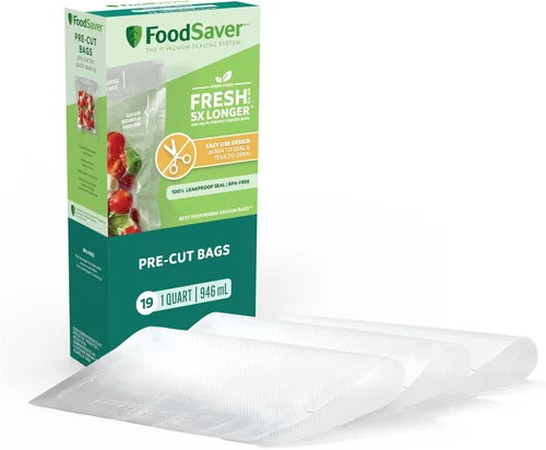 Miniatura 2 de FoodSaver Bolsas de sellado al vacío precortadas de cuarto de galón, bolsas de almacenamiento al vacío de fácil uso, alineadas para sellar y rasgar
