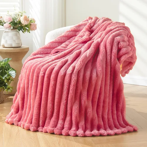 Miniatura 16 de NEWCOSPLAY Manta de Tiro Súper Suave Aqua Franela Sedosa Premium Forro Polar Jacquard Acanalado 3D Ligero Manta de Cama Uso en Todas las Estaciones