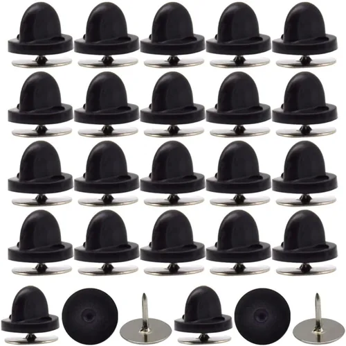 Juego de 200 unidades/100 pines de goma de 0.394 pulgadas con pines de metal en blanco, tapa para pines de solapa, broches, corbatas, sombreros,