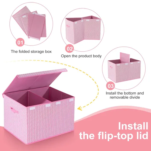 Miniatura 6 de Mayniu Caja de juguetes extra grande con divisores, organizador de almacenamiento de juguetes resistente de 120 litros, cesta para niños, niñas