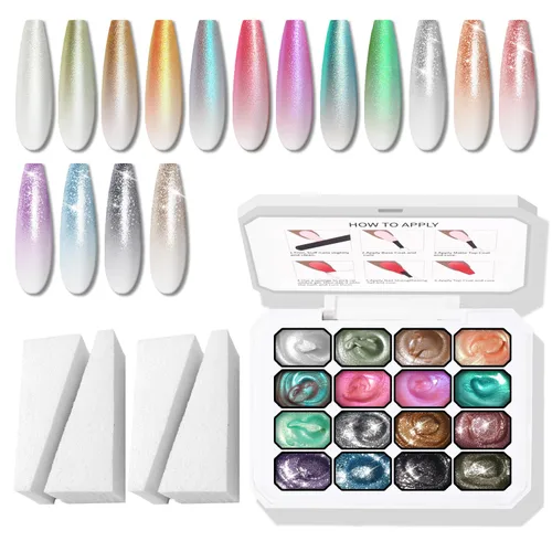 Miniatura 19 de Sponge Pat Paint Gel de Uñas, Gel Degradado para Uñas Ombre, Rubor de Uñas Floreciente Aura Uñas Removedor de Dibujo Pintura Floral Arte de Uñas 16