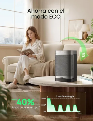 Miniatura 5 de Dreo – Calentador portátil eléctrico oscilante de 70° de cerámica PTC de 1500W con termostato, 4 modos, temporizador de 12 horas; seguro y rápido