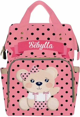Miniatura 18 de Mochila personalizada para pañales con nombre, mochila grande multifuncional personalizada para pañales de gran capacidad, bolsa de mamá para nueva