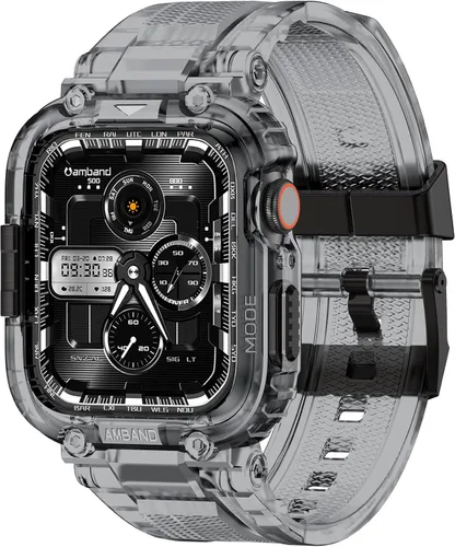 Miniatura 37 de amBand Bands - Funda protectora de pantalla compatible con Apple Watch Ultra 3/2/1 de 1.732 pulgadas, correa resistente M1 Sport Series y película