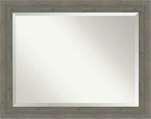 Miniatura 7 de Amanti Art Espejo de baño de madera, espejo de pared gris para usar como espejo de tocador de baño sobre el fregadero (29 x 35 pulgadas), espejo
