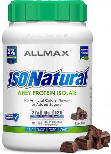 ALLMAX ISONATURAL - Polvo aislado de proteína de suero de leche, 0.95 oz de proteína por cucharada, sin azúcar, cero grasa, 99% sin lactosa, sin