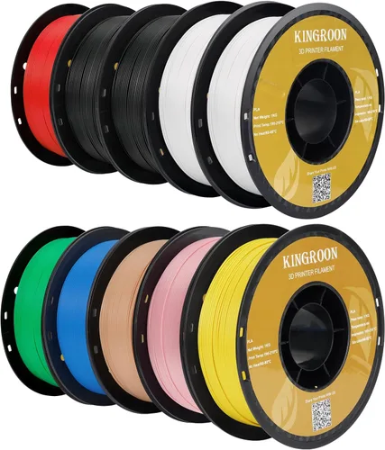 Miniatura 13 de Filamento para impresora 3D Kingroon PLA, 10 carretes, precisión dimensional +/- 0.02 mm, carrete de 10 kg (22 libras), 1.75 mm, negro