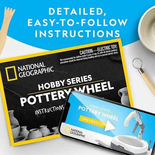 Miniatura 7 de NATIONAL GEOGRAPHIC Hobby - Kit de rueda de cerámica de velocidad variable de 8 pulgadas para adultos y adolescentes con innovadora herramienta