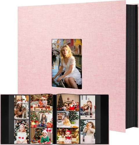 Miniatura 15 de Aevdor Álbum de fotos de 1000 bolsillos de 4 x 6 pulgadas, cubierta de lino de gran capacidad, álbumes de fotos familiares para bodas, con capacidad