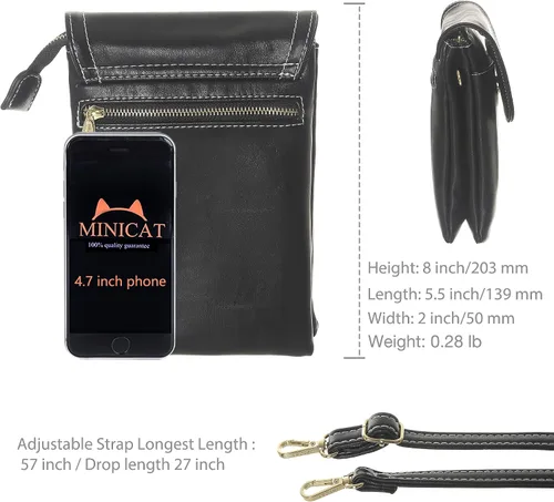 Miniatura 6 de MINICAT - Bolso cruzado para mujer, pequeño, bolsillos espaciosos, para celular, bolsa de mano para mujer