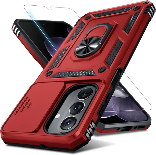Miniatura 10 de Janmitta Funda compatible con Samsung Galaxy A26 5G, funda integrada para lente de cámara deslizante + protector de pantalla + soporte de anillo