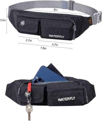 Miniatura 5 de WATERFLY Riñonera para Mujeres y Hombres Resistente al Agua Pequeña Bolsa de Cintura Delgada con 4 Bolsillos Bolsa Cruzada Ligera para el Pecho que