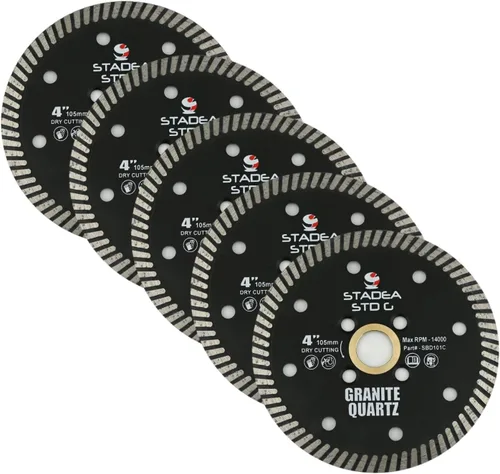 Miniatura 13 de SBD101C Hoja de sierra de diamante de 4 pulgadas de corte continuo turbo seco - Corta granito cuarcita, compatible con amoladora, cortador