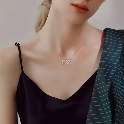 Miniatura 3 de Bolelis Collar con colgante de corazón de infinito de plata de ley con colgante de corazón para mujeres y novias regalo de aniversario y cumpleaños