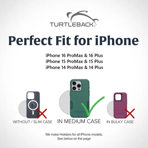 Miniatura 2 de Turtleback Soporte para cinturón para iPhone 16 Pro Max, 15 Pro Max, 14 Pro Max - Mediano. Se adapta con fundas estilo viajero a prueba de golpes