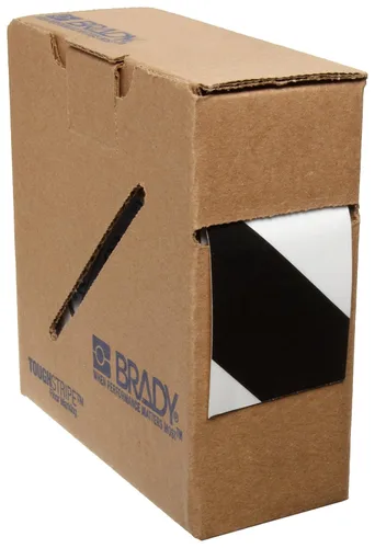 Miniatura 8 de Brady - 104318 ToughStripe Cinta de marcado de suelo con rayas diagonales no abrasivas, 100 pies de largo, 2 pulgadas de ancho, rojo sobre blanco