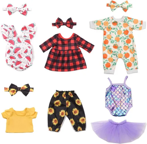 Miniatura 2 de Ropa de muñeca de bebé recién nacido, a cuadros, mono, falda tutú, accesorios de muñeca para muñecas de 15 a 18 pulgadas Morado