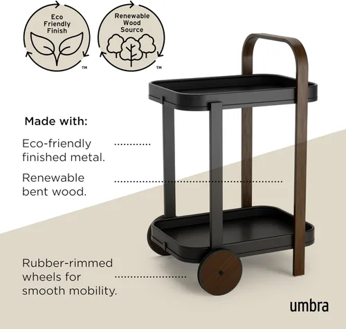 Miniatura 6 de Umbra Bellwood - Carrito de bar, carrito para servir, mesa auxiliar, nogal/negro Walniut/Negro