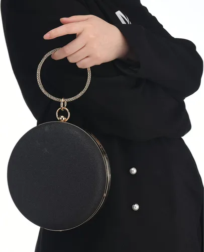 Miniatura 2 de Bolso redondo de noche con purpurina brillante y asa superior para fiesta, cruz, bolso de hombro para boda, novia
