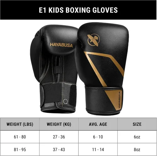 Miniatura 8 de Hayabusa Guantes de boxeo E1 para niños, jóvenes y adolescentes