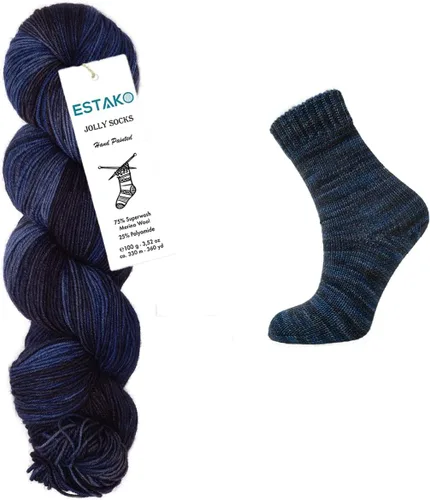 Miniatura 4 de Estako Jolly Socks Hilo Pintado a Mano 75% Lana Merino Superwash y 25% Poliamida (Fine/Sport 2 Peso) / 3.52 Oz - 100 gr / 360 Yardas - 330 mt