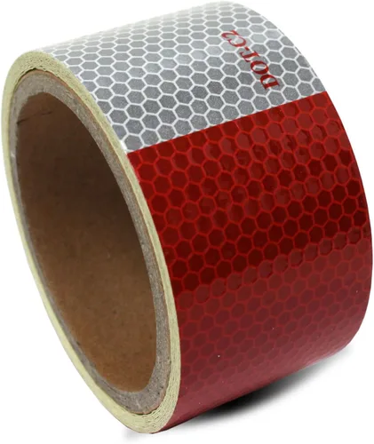 ToolUSA Cinta de seguridad reflectante | Rojo y plateado | 9 pies (98.4 ft) de longitud | 2 pulgadas (2.0 in) de ancho | Patrón de panal |