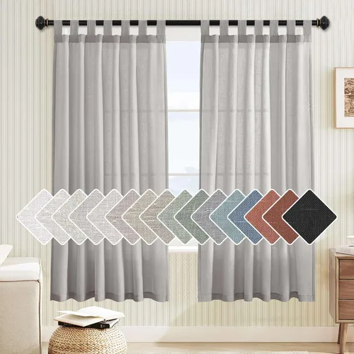 Miniatura 33 de H.VERSAILTEX Cortinas aireadas mezcladas de lino natural con pestaña superior para sala de estar, decoración del hogar, material suave y rico que