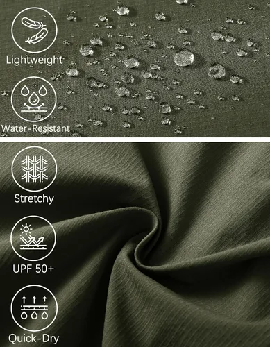 Miniatura 5 de WENRONSTA Pantalones cargo de senderismo para hombre, secado rápido, ligeros, impermeables, 6 bolsillos, para exteriores, pesca, montaña