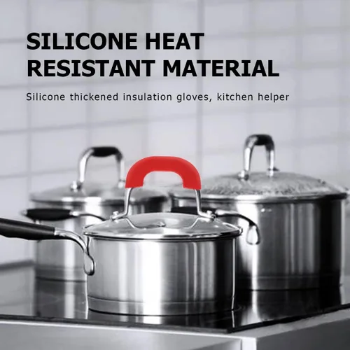 Miniatura 6 de DOERDO - 4 soportes de silicona resistentes al calor, fundas antideslizantes para ollas, fundas antideslizantes para ollas y sopas, color rojo