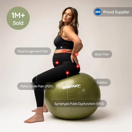 Miniatura 3 de BABYGO Pelota de Parto – Juego de pelota y libro de yoga para embarazo, trabajo de parto y ejercicio con enfoque en trimestres, fisioterapia de Oliva