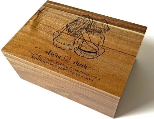 Miniatura 10 de Caja de madera grabada personalizada grande – Caja de recuerdo de madera de acacia con mensaje oculto personalizado, cajas de memoria de nogal