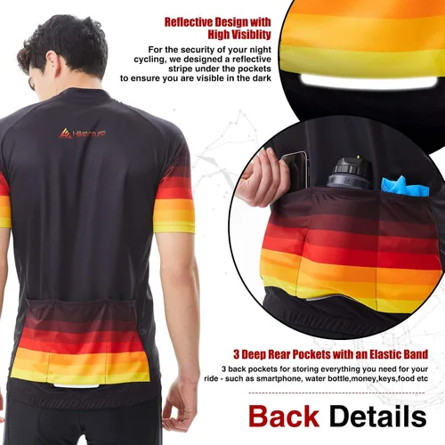 Miniatura 4 de Mens Cyling Jersey Short Sleeve Bike Shirts with 3 Rear Pockets
