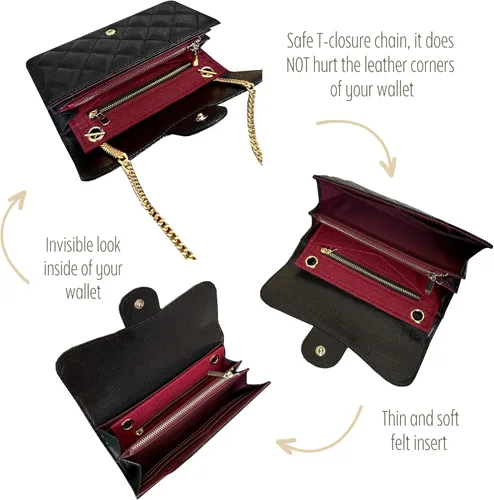 Miniatura 6 de Long Wallet Conversion Kit for Long Flap Wallet Insert & Chain Strap Wallet on Chain Gold Silver CardHolder Crossbody Converter Kit