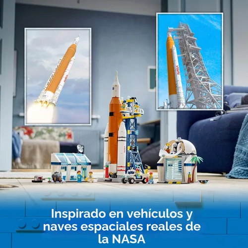 Miniatura 3 de LEGO City Rocket Launch Center - Juego de juguetes de construcción 60351, juguete espacial inspirado en la NASA con cohete, torre de lanzamiento