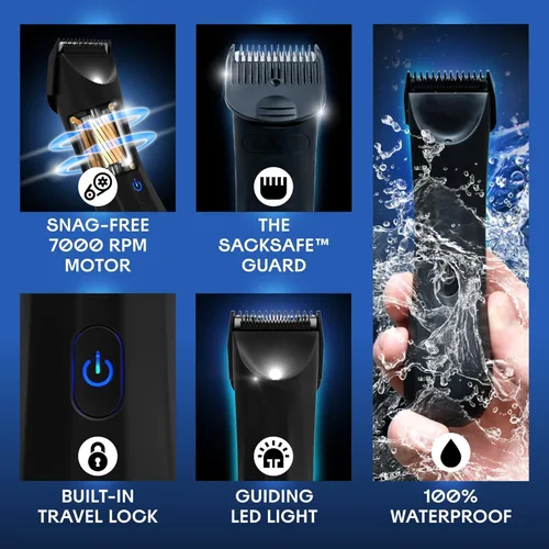 Miniatura 3 de BALLS Trimmer V3 The Archibald - Afeitadora de cabello corporal y púbico para hombres, sin cortes, protector de sacos, recargable, 100% impermeable