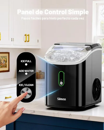 Miniatura 6 de Silonn Máquina de hielo Nugget para encimera, máquina de hielo de pellets con función de autolimpieza, la máquina de hielo sónico produce 33 libras