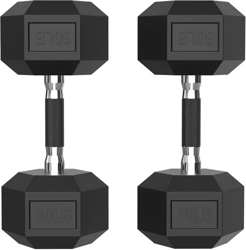 Miniatura 29 de PAPABABE HEX Juego de Mancuernas 2.5-125lb, Mancuernas de Gimnasio en Casa con Revestimiento de Goma, Mancuernas de Pesas para Ejercicio y Fitness