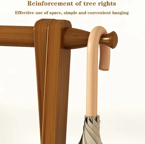 Miniatura 5 de Perchero de madera de bambú, con estantes de almacenamiento, estante para colgar ropa, para entrada, sala de estar, dormitorio