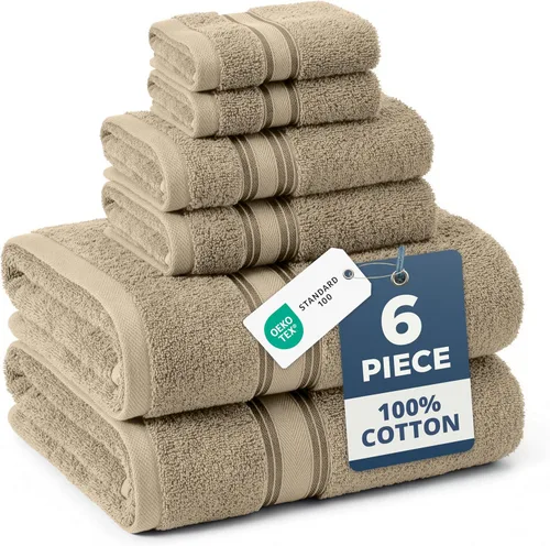 Miniatura 90 de Lane Linen Juego de 4 toallas de baño de 100 % algodón (35 x 66 pulgadas), juego de toallas de baño extragrandes de algodón sin torsión, secado Gris