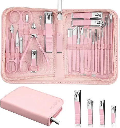 Miniatura 11 de MINKINH Juego de manicura profesional para cortaúñas, kit de manicura de acero inoxidable de 26 piezas, herramientas para el cuidado de uñas
